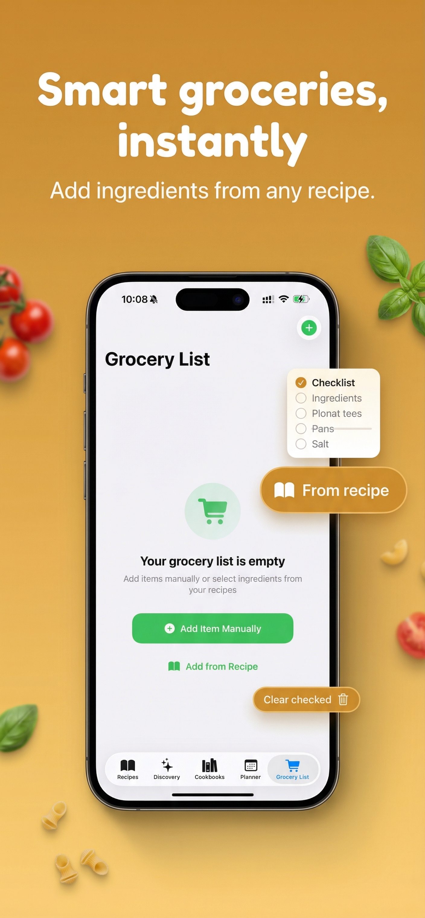 Add ingredients instantly